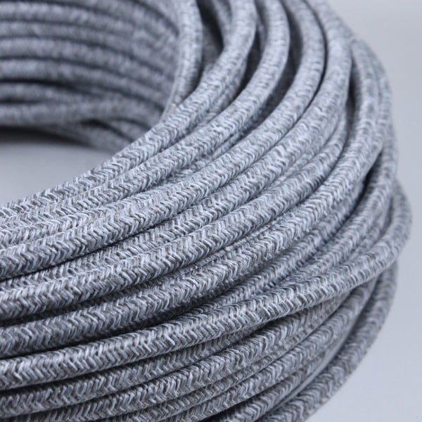 cable electrique couleur fil textile vintage tissu gris jute rond coloré lumiere lampe