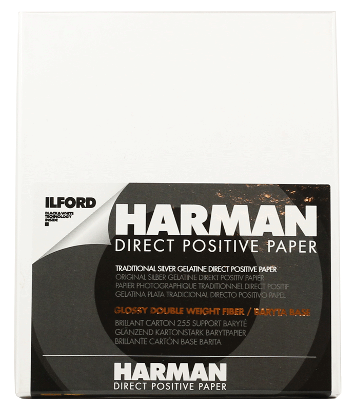 papier photo noir et blanc brillant ilford harman positif 25 pièces feuilles baryté fb agrandisseur tirage 9.96 12.5 4x5
