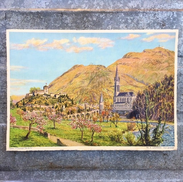 antique poster view illustration 1930 1940 1932 zuppinger swiss lourdes christian city holy france vue