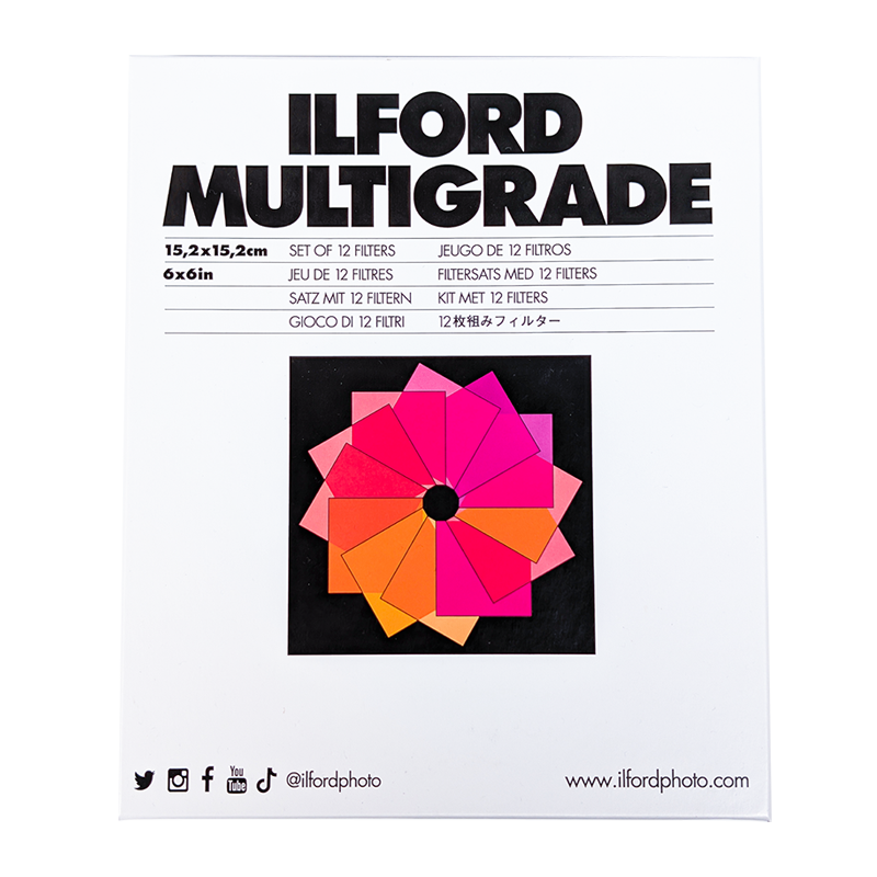 ilford multigrade set 12 filtres papier photo noir et blanc tirage argentique agrandisseur filtre de contraste