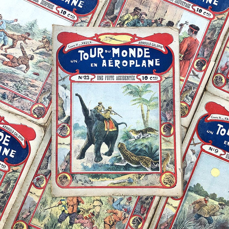 journal littéraire un tour du monde en aeroplane arnould galopin compte h de la vaux ancien vintage exemplaire 1919 1920