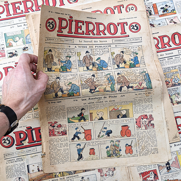 journal hebdomadaire enfant pierrot ancien vintage papier illustré illustration bande dessinée exemplaire numéro 1930 1936