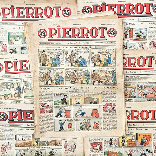 journal hebdomadaire enfant pierrot ancien vintage papier illustré illustration bande dessinée exemplaire numéro 1930 1936