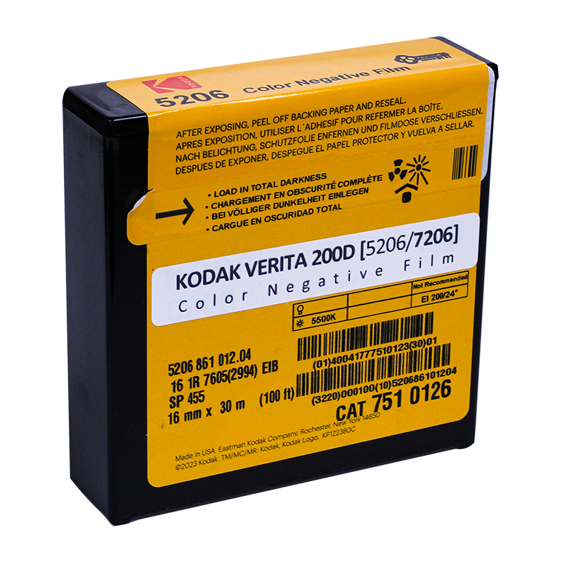 kodak verita 200 200D film pellicule argentique 16mm cinéma ecn ecn-2 couleur négatif caméra 5206 7206