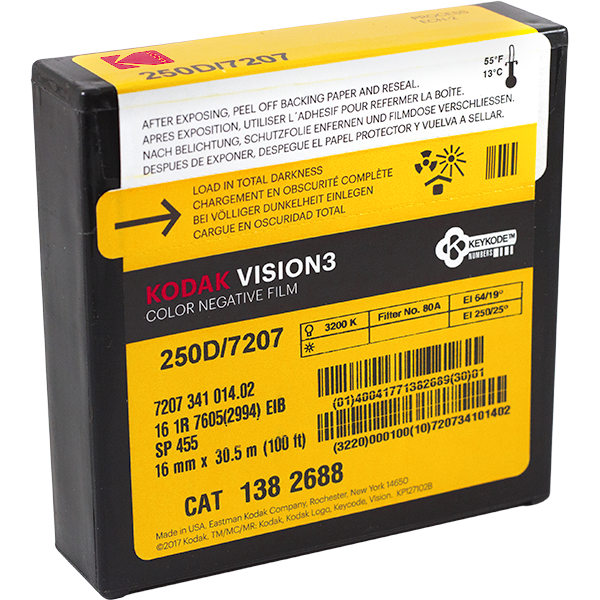 kodak vision 3 250D 7207 film pellicule caméra ancienne vintage cinéma 16mm 30.5m 100 feet 100ft argentique