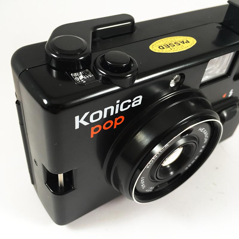 konica pop noir ancien vintage automatique hexanon 36mm 4 point and shoot flash box