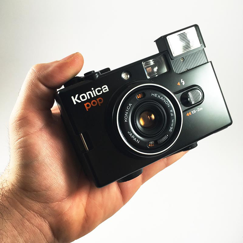 konica pop noir ancien vintage automatique hexanon 36mm 4 point and shoot flash