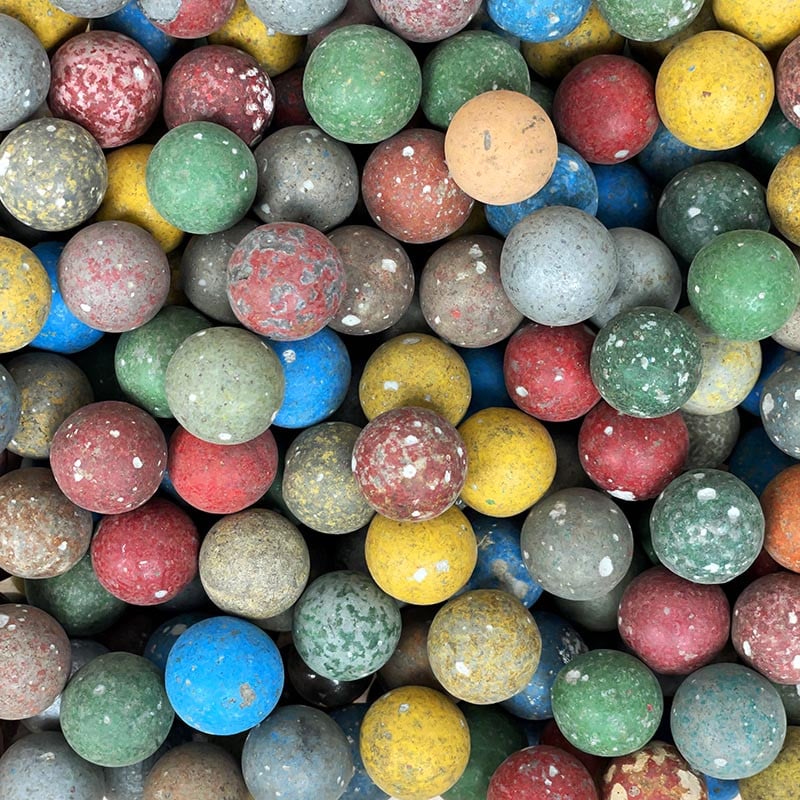lot billes terres cuite ancien vintage école jeu enfants 1950