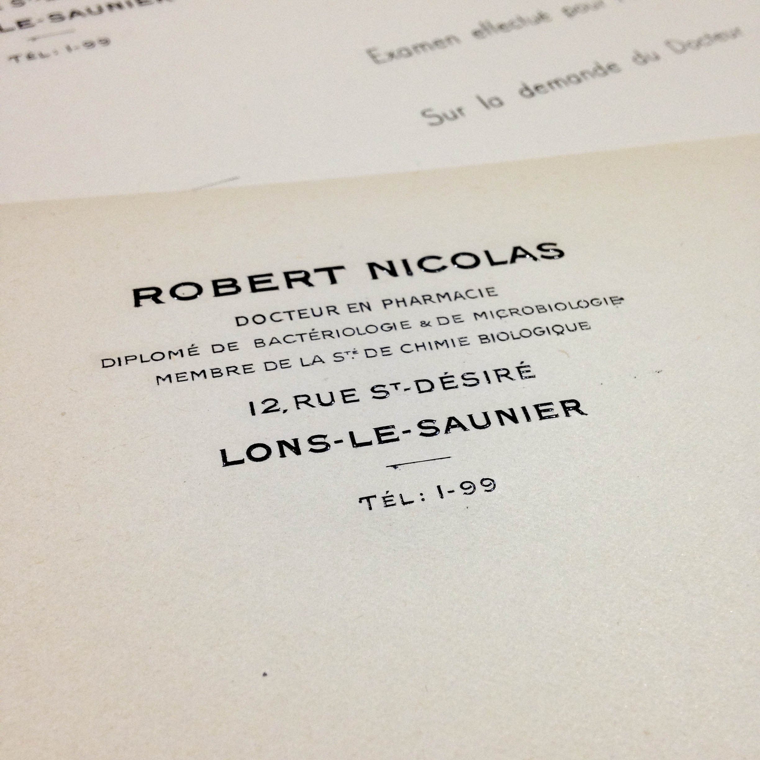 Lot de 5 Feuilles d'Examen Robert Nicolas 1940