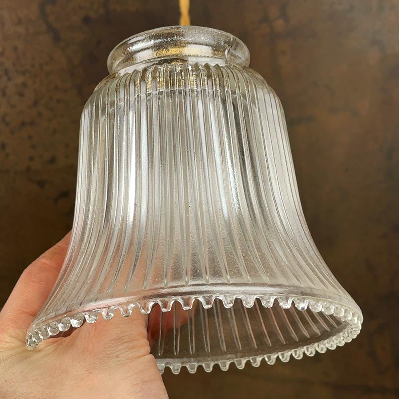 luminaire verre opaline quincaillerie lampe strie tulipe e27 laiton support