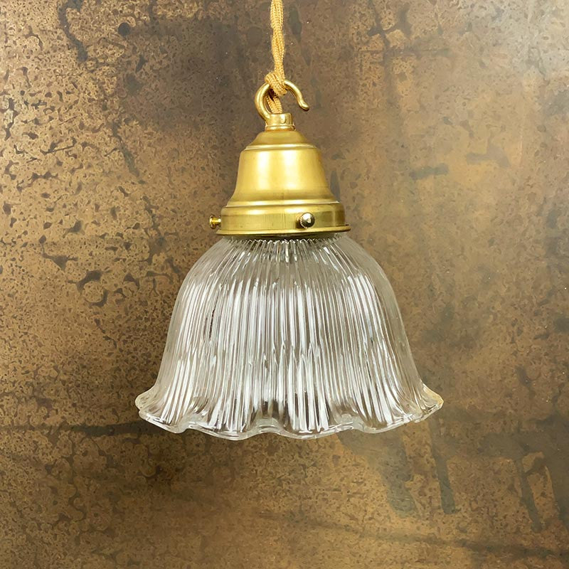 luminaire verre opaline quincaillerie lampe strie tulipe e27 laiton support