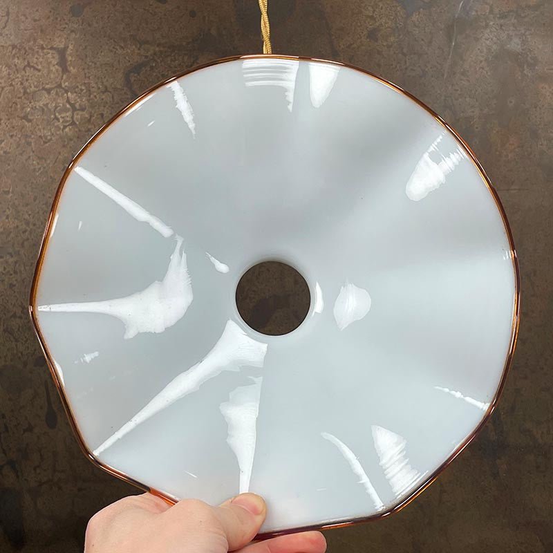 Luminaire Vintage Opaline Drapée Blanche 1950