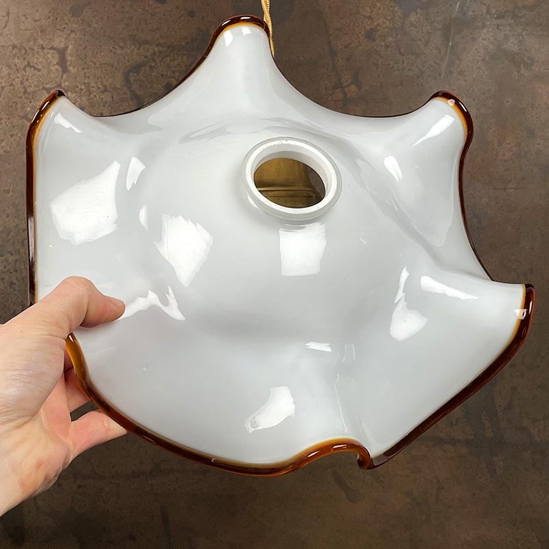 Luminaire Vintage Opaline Drapée Blanche 1950