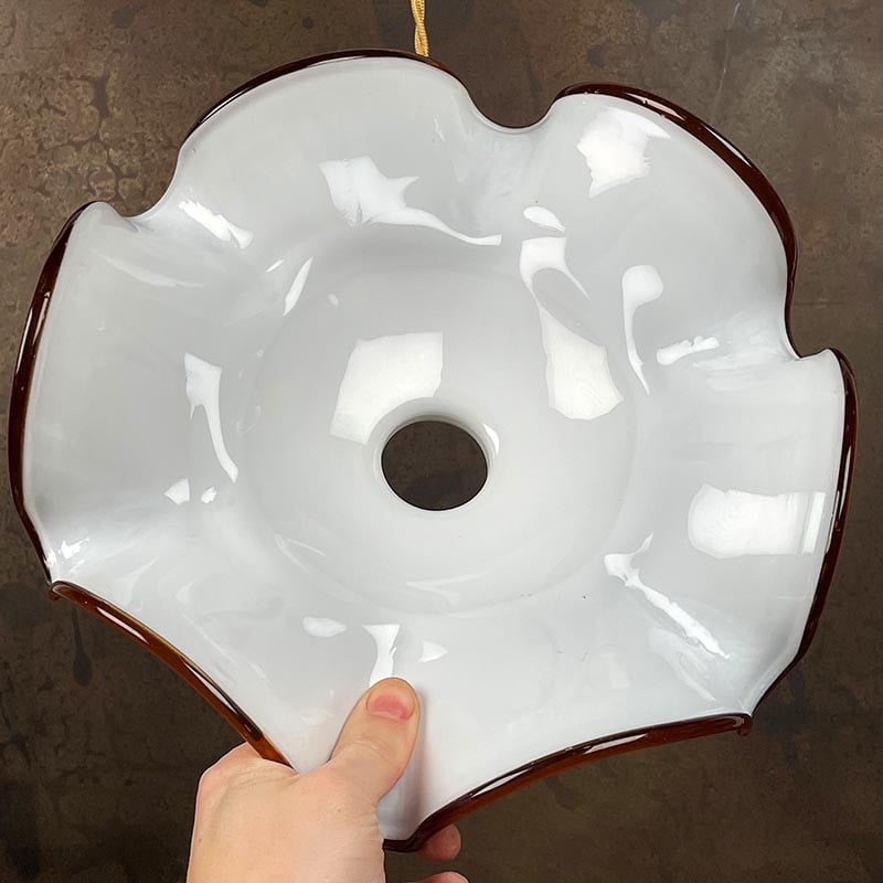 Luminaire Vintage Opaline Drapée Blanche 1950