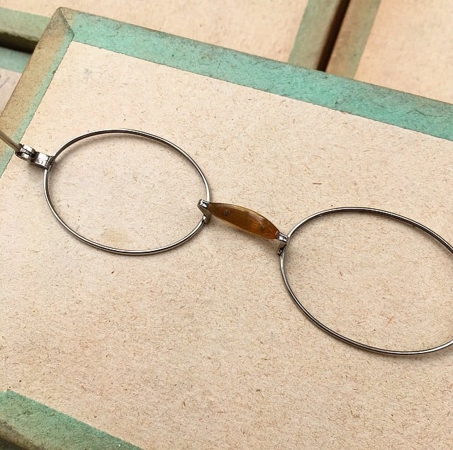 lunette ancienne métal XIX ème 1880 1870 titane paladium vue soleil solaire edgar retro petite écaille
