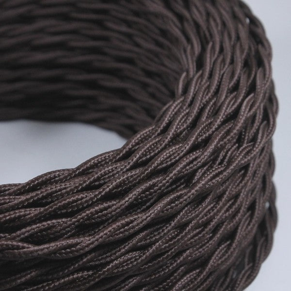 cable electrique couleur fil textile vintage tissu marron torsadé coloré lampe luminaire