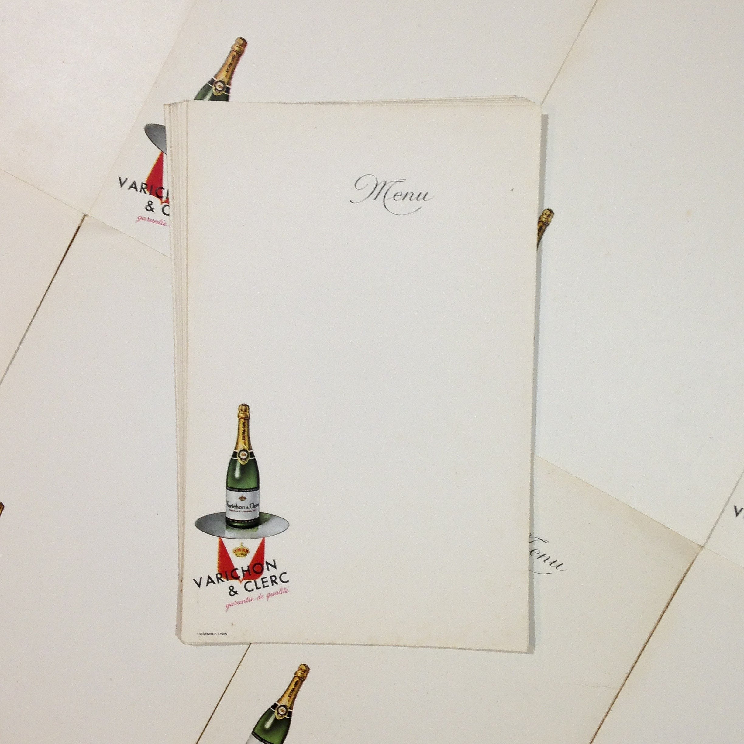 menu papier varichon clerc ancien vintage bistrot bar 1950