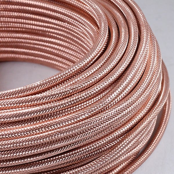cable electrique fil textile vintage métal cuivre électricité rare rond