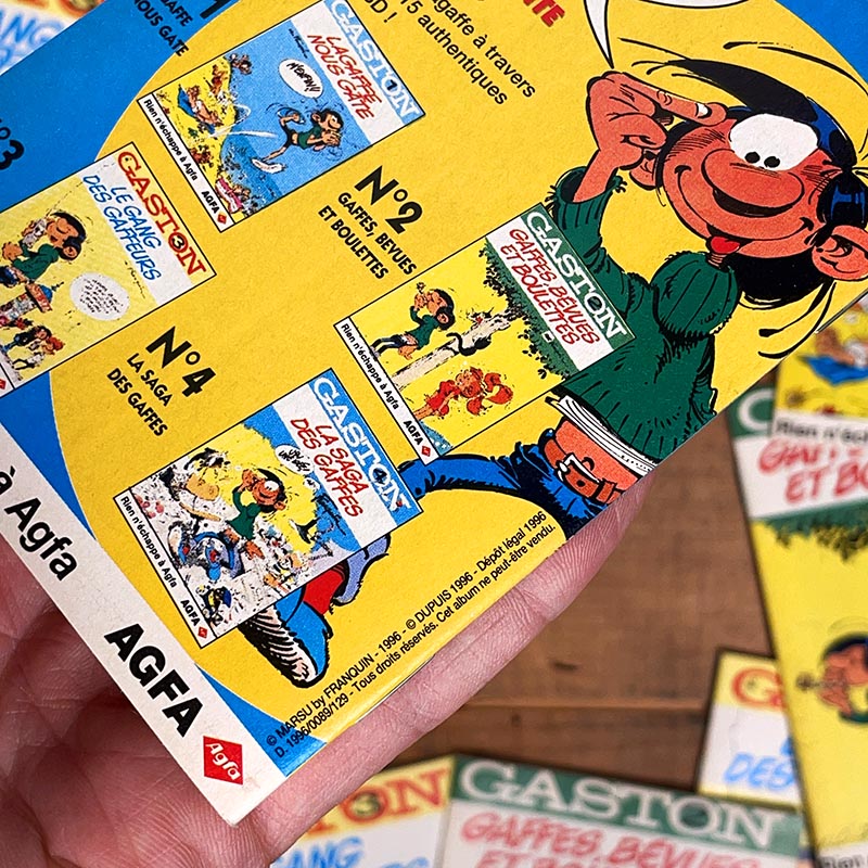 mini bd gaston lagaffe bande dessinée publicitaire agfa photo cadeau miniature petite vintage 1990 1996