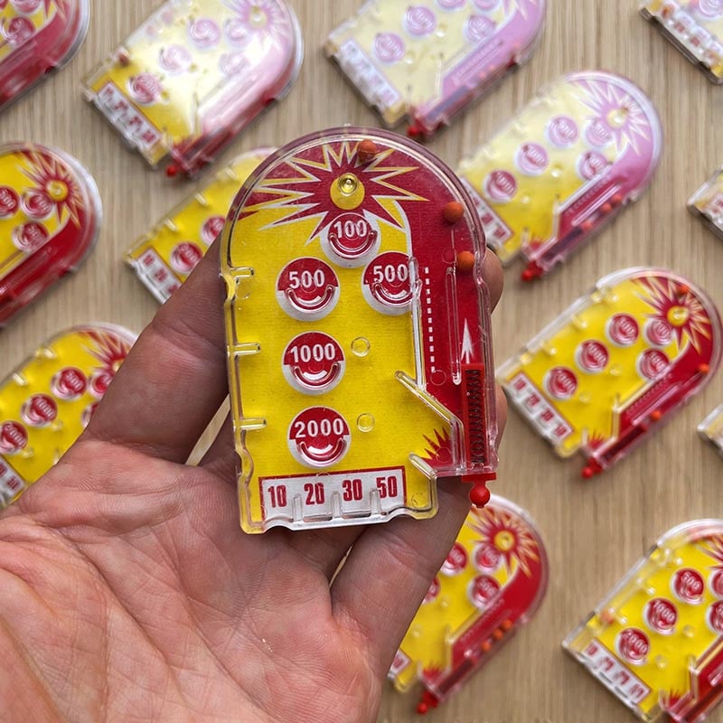 mini flipper plastique et carton ressort jeu jouet de fete forraine forain ancien vintage 1990 2000