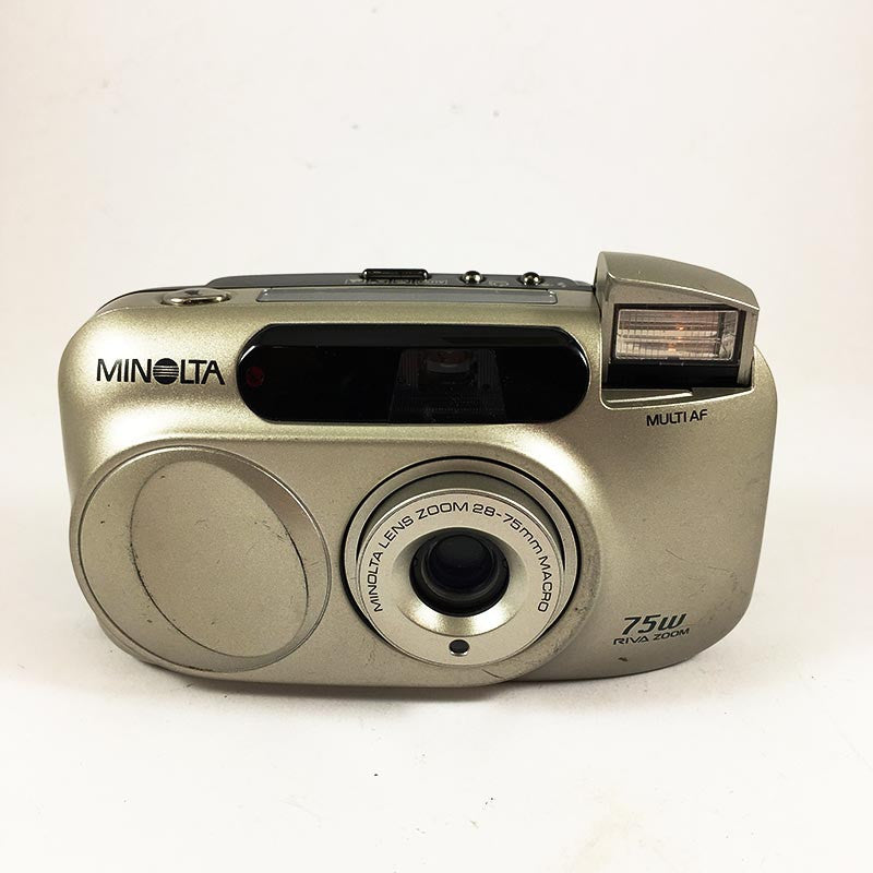 minolta riva af zoom 75w point and shoot ancien vintage macro 28-75mm 3.5 8.9 argentique compact camera