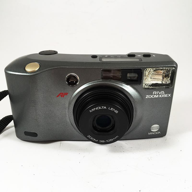 minolta riva af zoom 105 ex point and shoot ancien vintage 38-105mm argentique 1993 compact camera gris