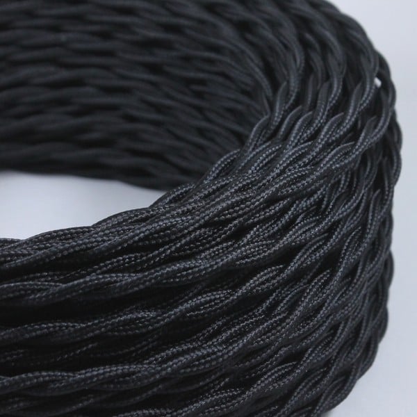 cable electrique couleur fil textile vintage tissu noir torsadé lampe luminaire ancien coloré