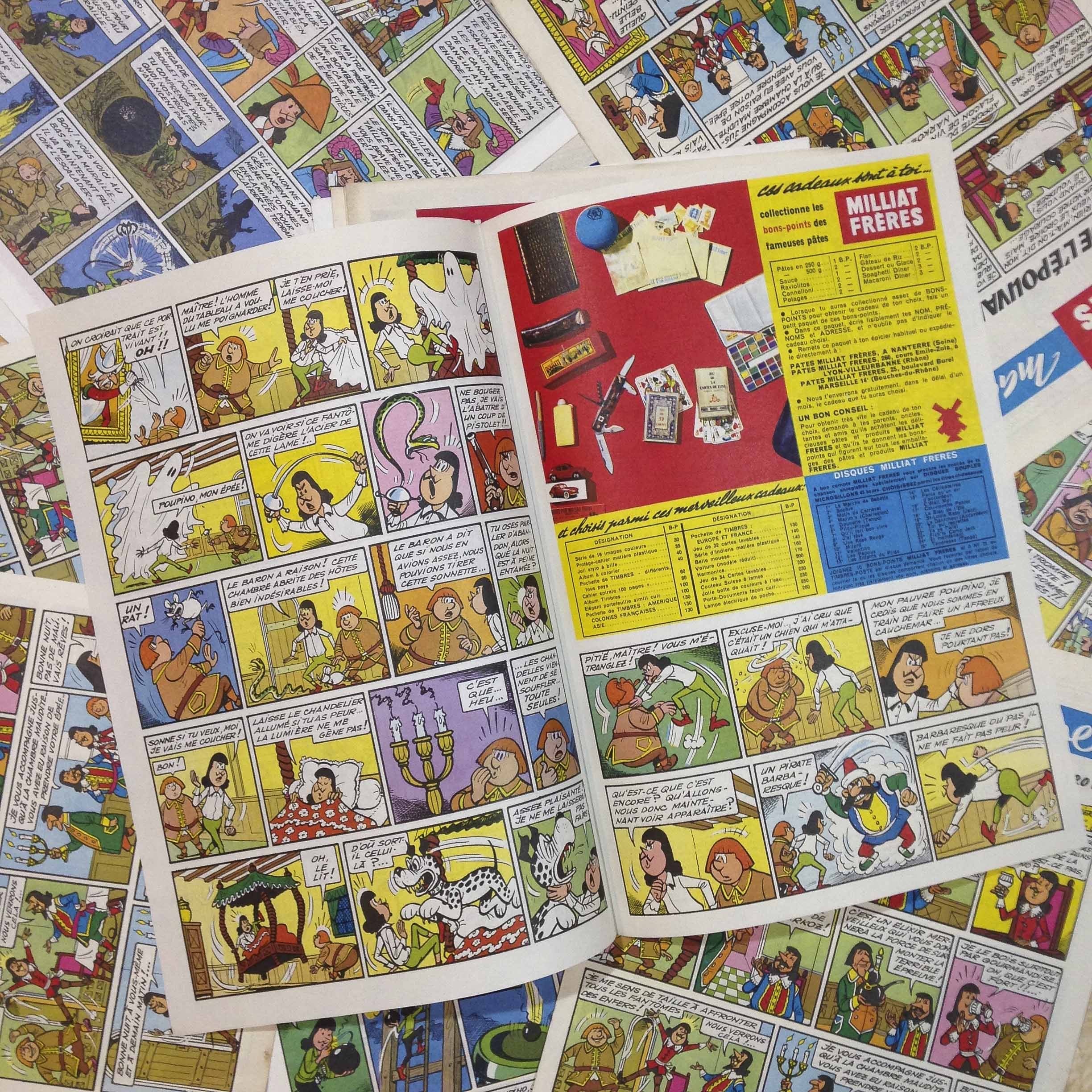 bd bande dessinée frères miliat ancien papier vintage épicerie 1960