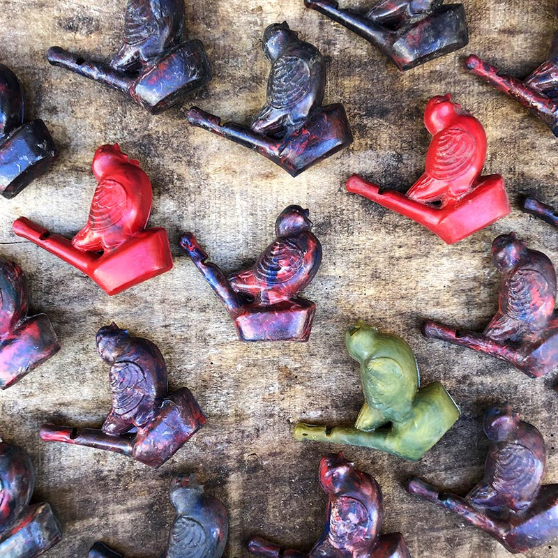 oiseau siffleur à eau ancien plastique d'oyonnax vintage rouge 1950 1960 jouet école enfant