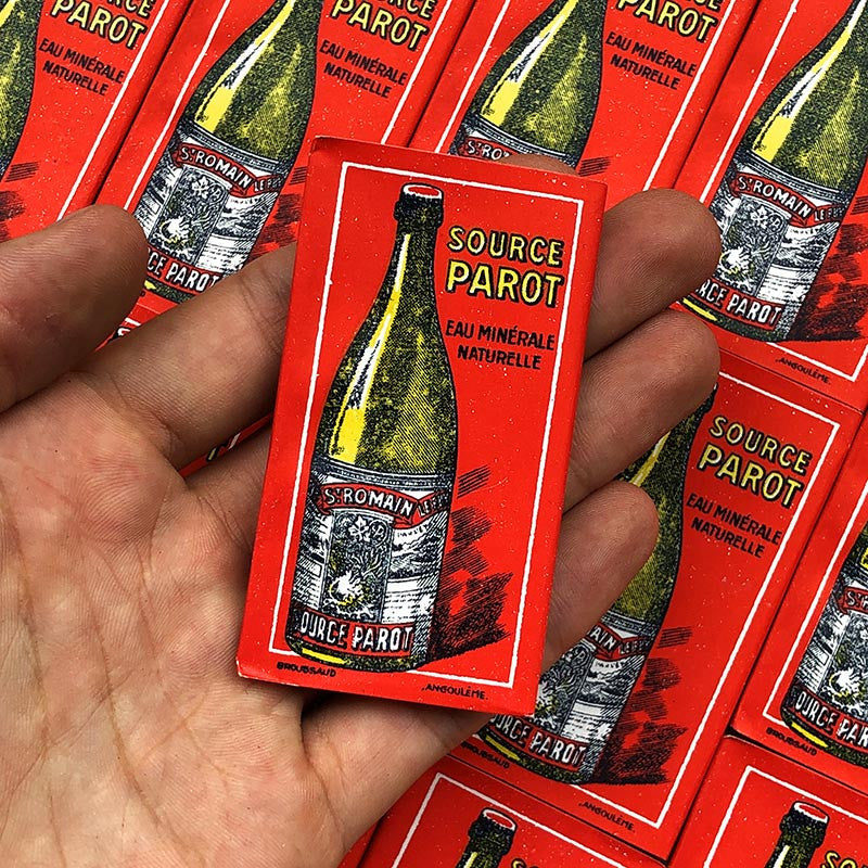 papier feuille a rouler cigarette publicitaire source parot eau minerale bouteille ancien vintage 1930 tabac