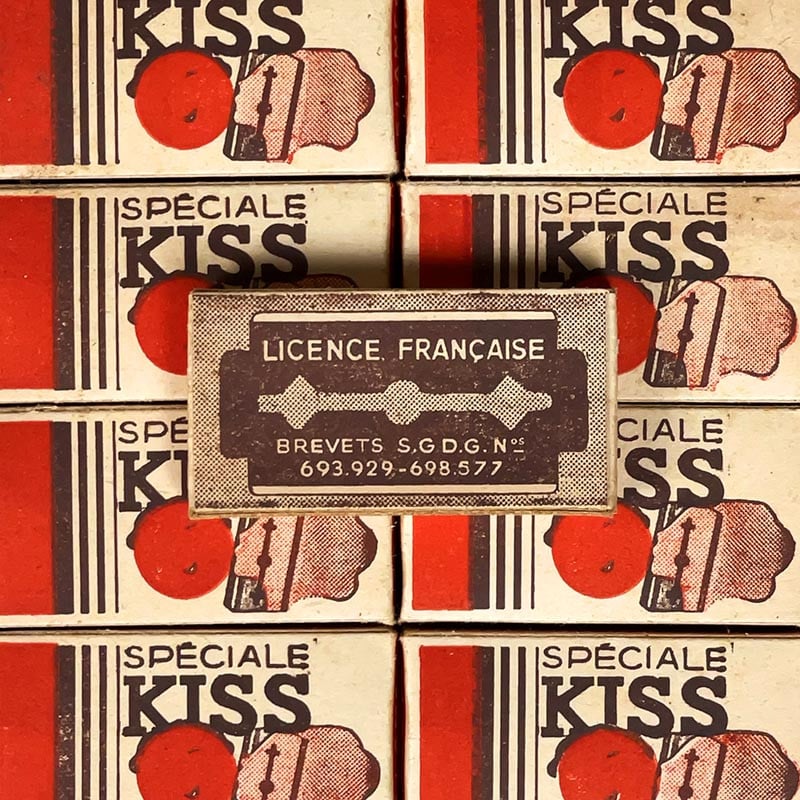 paquet de lames de rasoir anciennes barbe barbier acier ancien 1940 1950 révélation