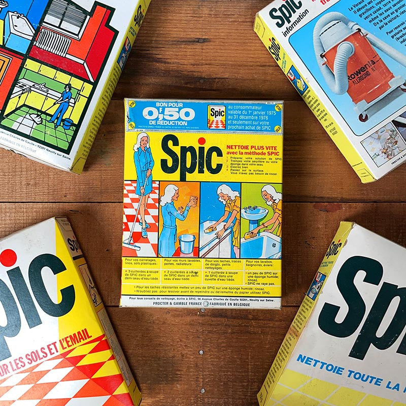 paquet lessive Spic carrelage ancien vintage carton franc épicerie 1970 1980