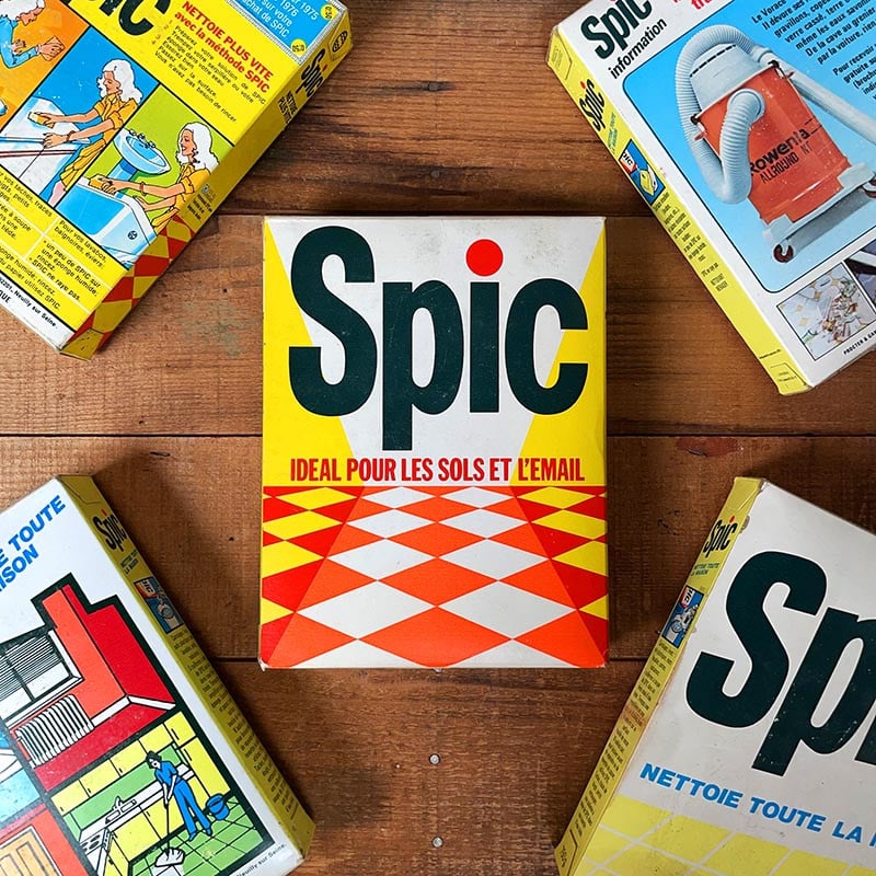 paquet lessive Spic carrelage ancien vintage carton franc épicerie 1970 1980