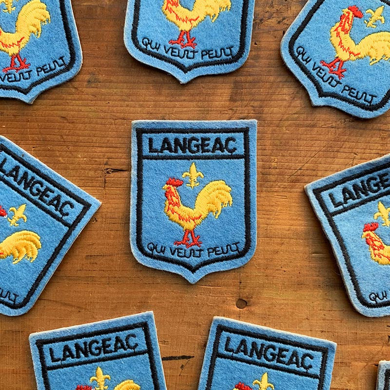 patch à broder écusson blason ville touristique langeac auvergne haute loire 43300 1990 1980 coq