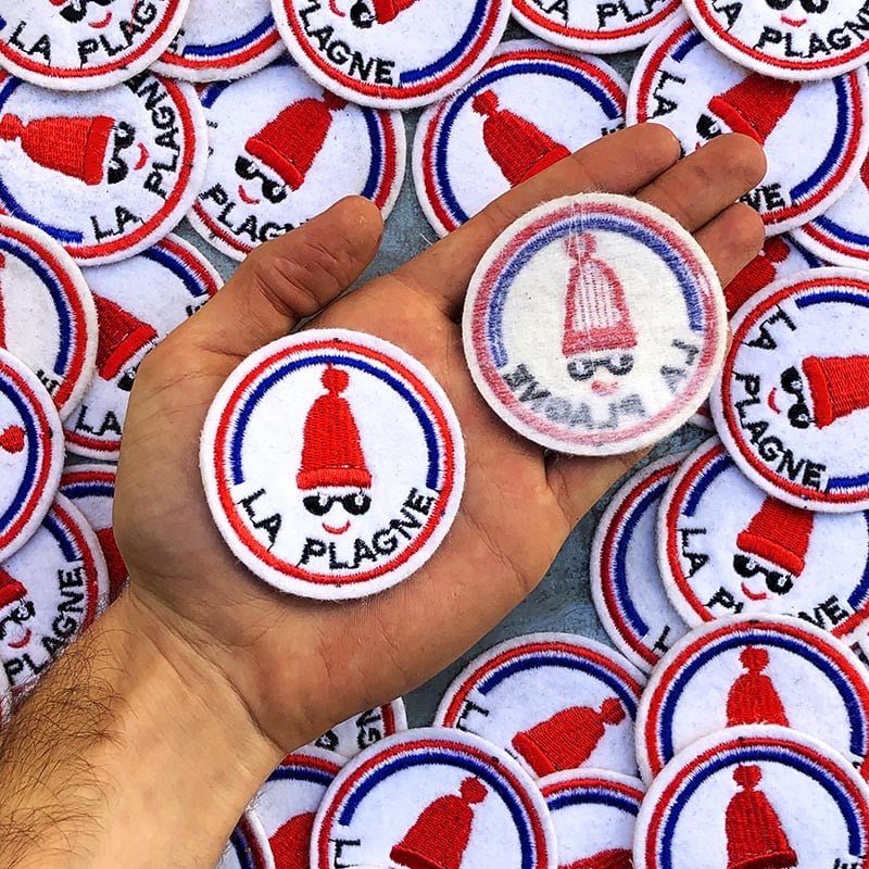 patch station de ski snow la plagne savoie sport hiver 1990 1992 ancien vintage broderie atelier rond