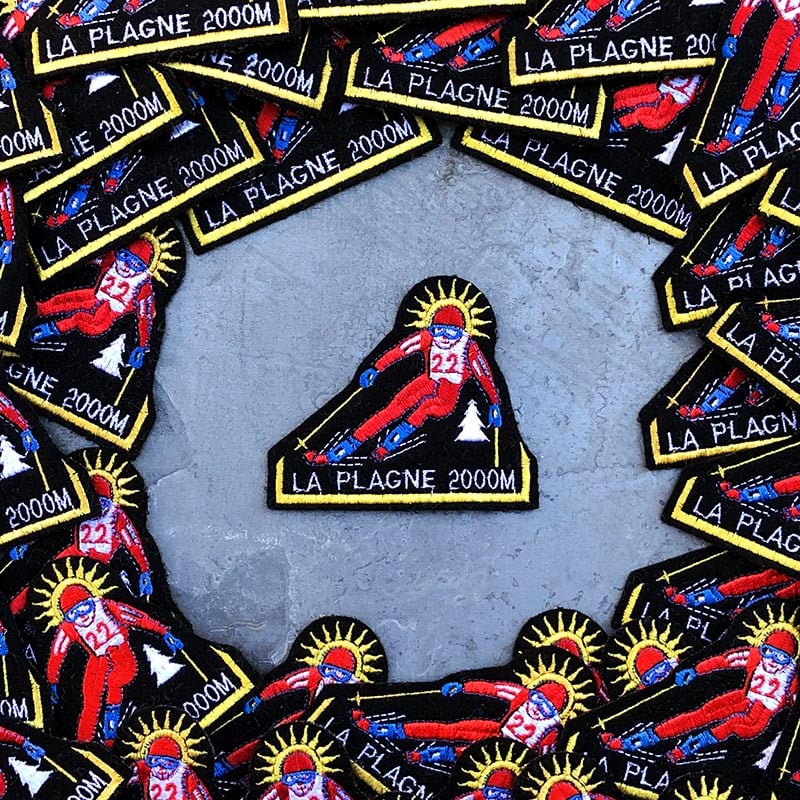 patch station de ski snow la plagne savoie sport hiver 1990 1992 ancien vintage broderie atelier skieur