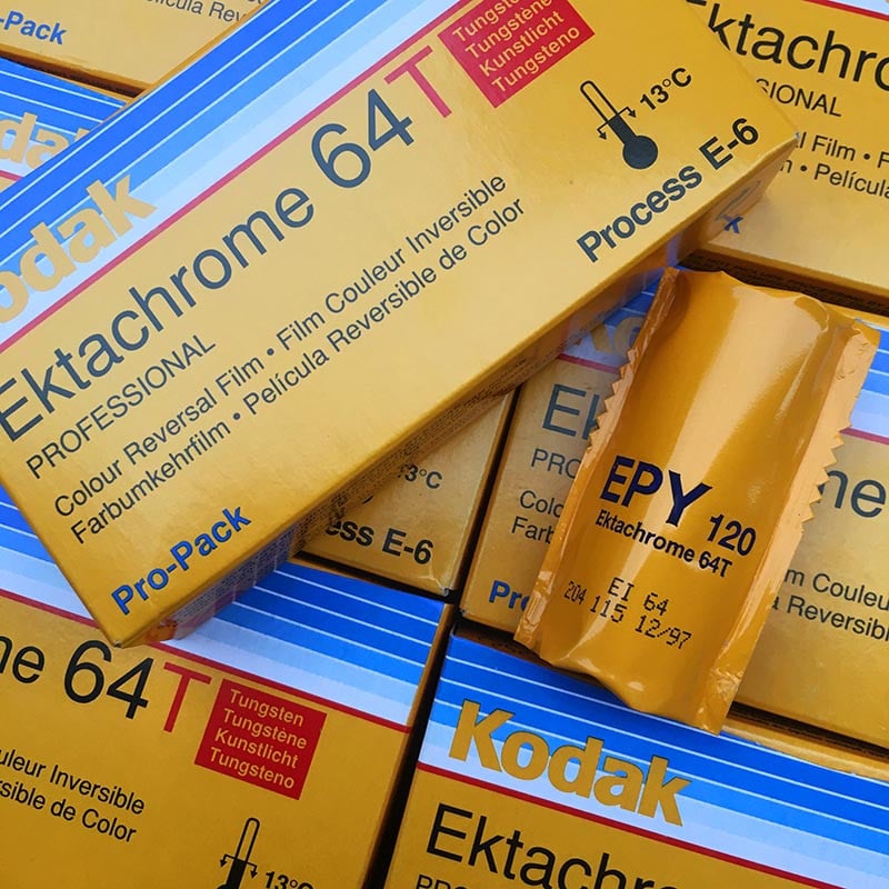 pack 5 ektachrome kodak 64T tungsten 64 iso diapo positif pellicule 120 argentique moyen format e6 photographie 1997 périmée