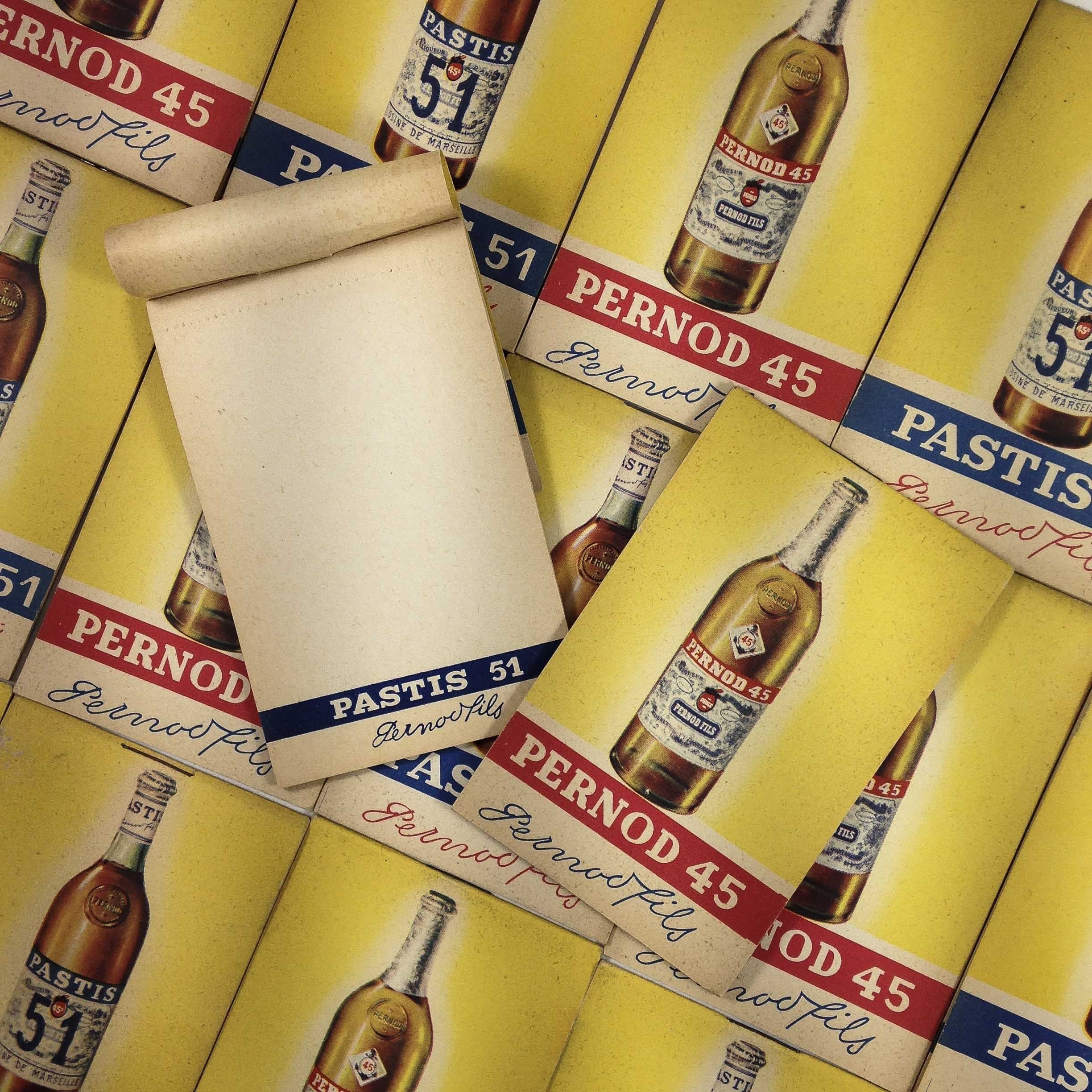 bloc notes papier pernod pastis ancien vintage bar bistrot 1950