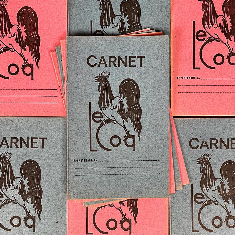 carnet ancien papier le coq papeterie bleu rose 1950 1960 école