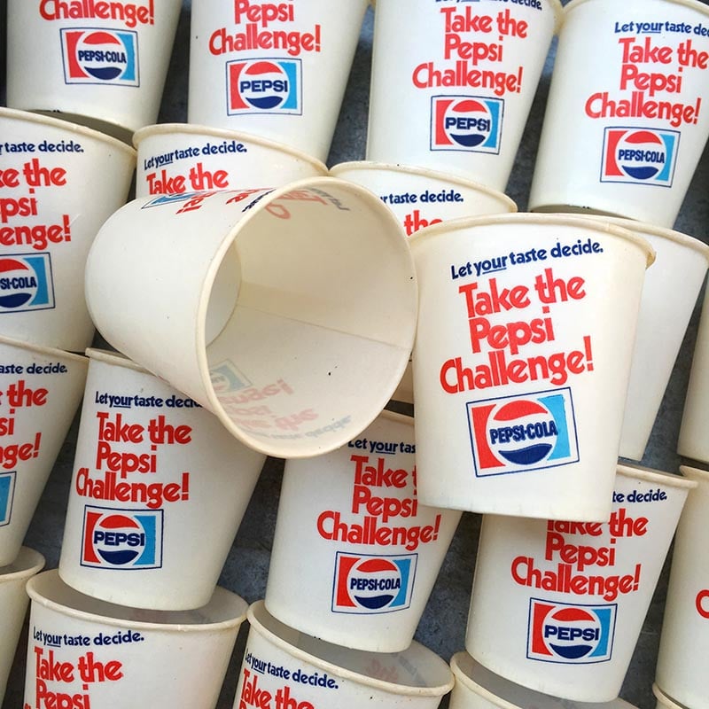 challenge pepsi gobelet publicitaire ancien vintage carton boisson bar restaurant 1980 1983