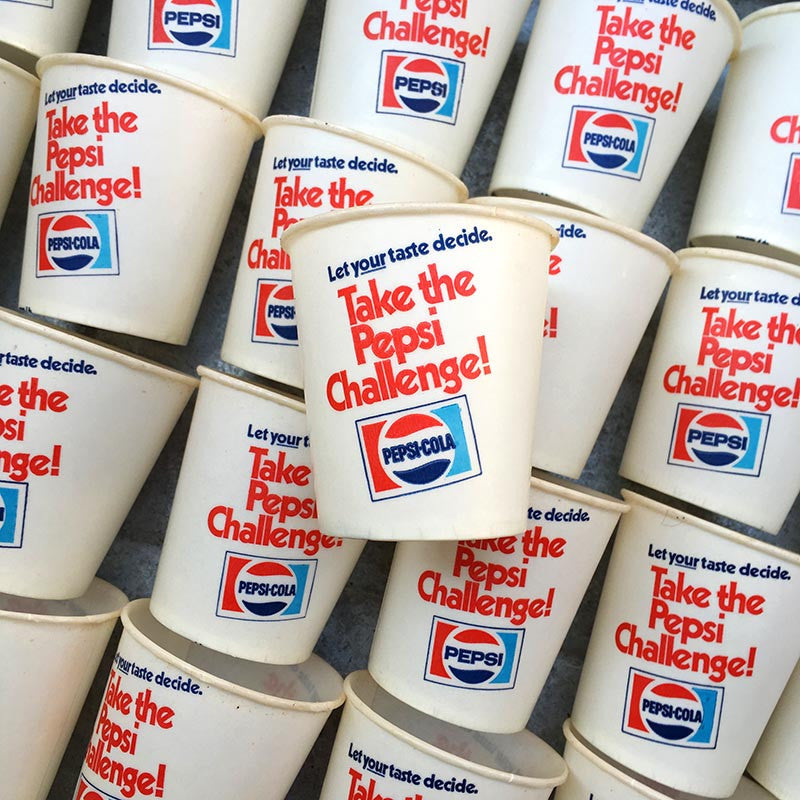 challenge pepsi gobelet publicitaire ancien vintage carton boisson bar restaurant 1980 1983