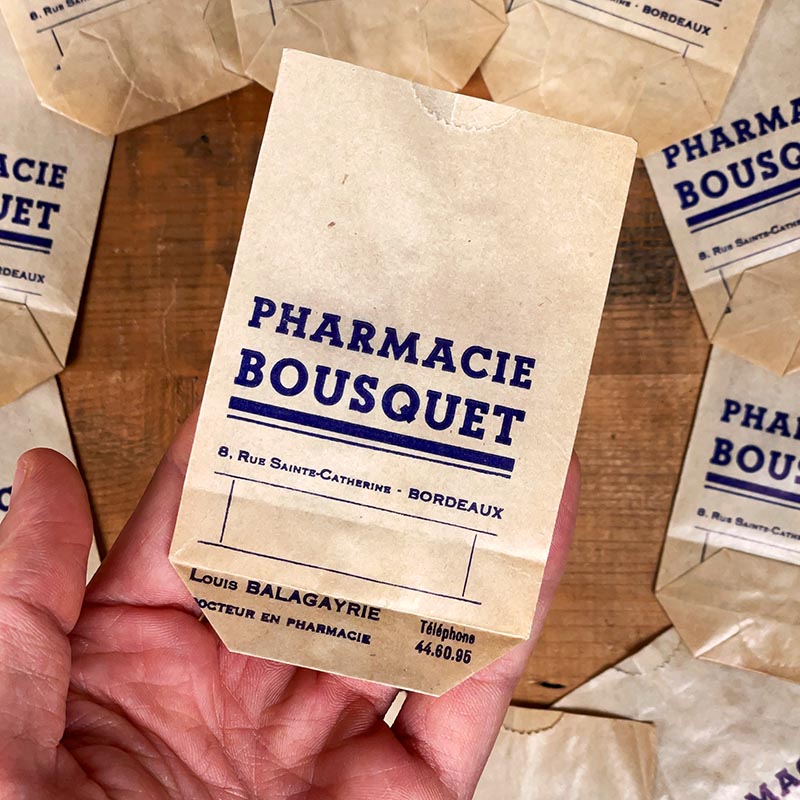 petit sachet ancien soufflet pharmacie bousquet bordeaux petite taille 1950
