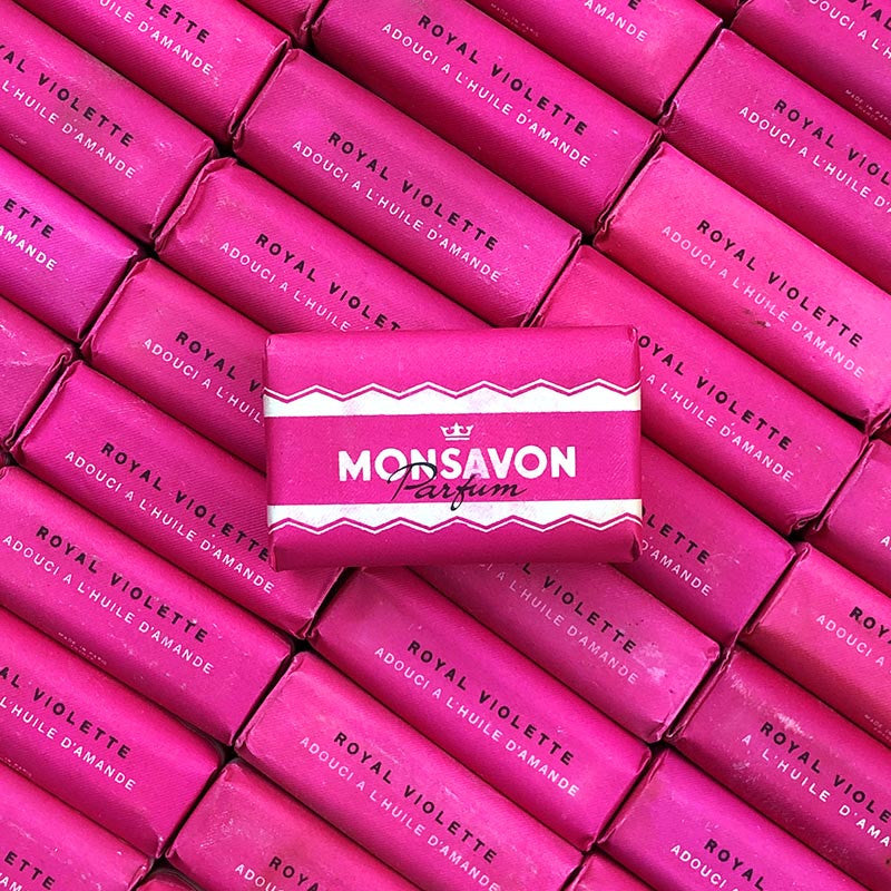 savon monsavon royal violette 1960 petit emballé papier savons anciens