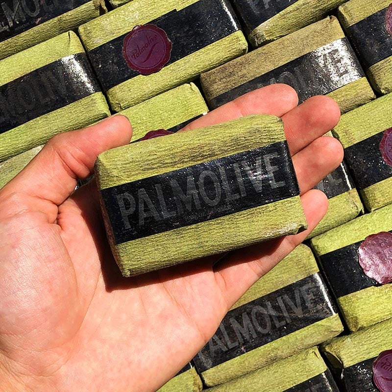 savon palmolive olive épicerie vert 1960 petit emballé papier savons anciens