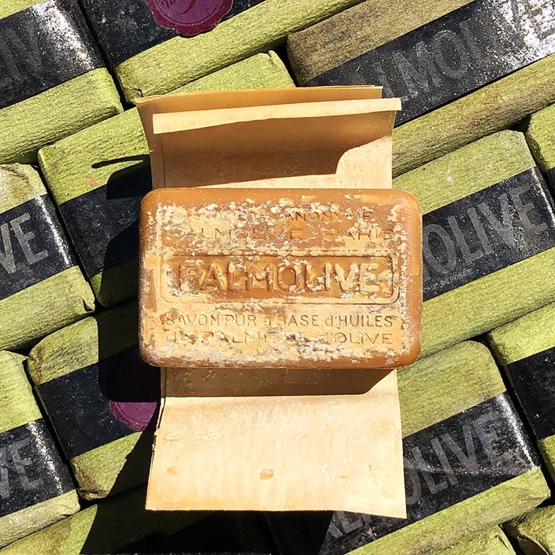 savon palmolive olive épicerie vert 1960 petit emballé papier savons anciens