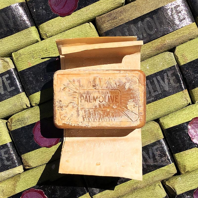 savon palmolive olive épicerie vert 1960 petit emballé papier savons anciens