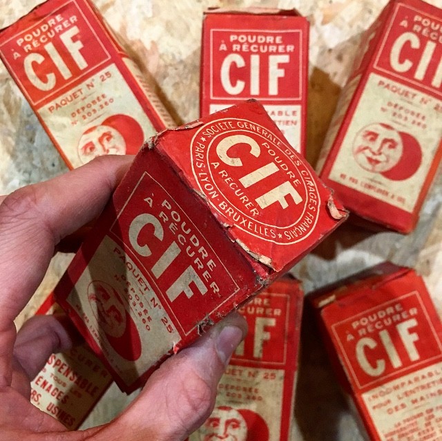 boite ancienne épicerie crème eclipse rouge 1920 1930 cif vintage