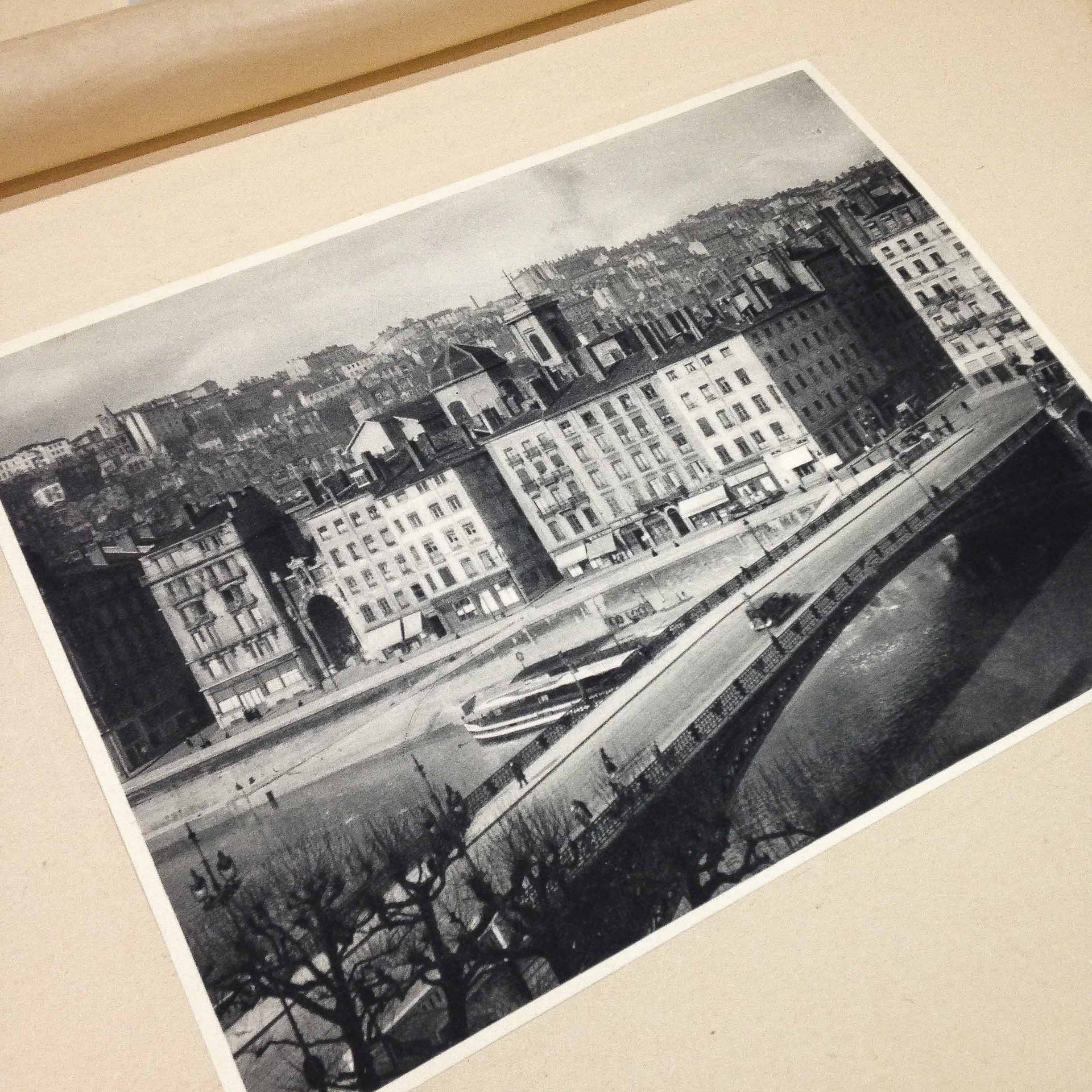 pont la feuille quartier st vincent gravure héliogravure ancien blanc et demilly noir et blanc lyon papier 1930 bouquiniste