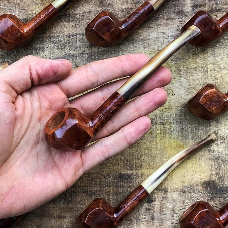 pipe à fumer modèle panel hexagonale corne et racine de bruyère 1930 ancien vintage tabac saint claude ancienne