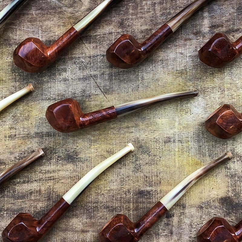 pipe à fumer modèle panel hexagonale corne et racine de bruyère 1930 ancien vintage tabac saint claude ancienne